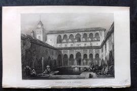 David Roberts Spain 1835 Antique Print. Court of the Alberca