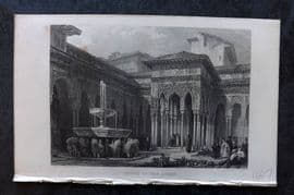 David Roberts Spain 1835 Antique Print. Court of the Lions