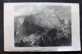 David Roberts Spain 1835 Antique Print. Ronda