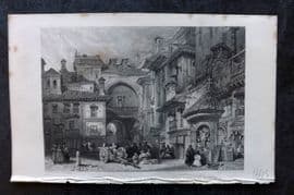 David Roberts Spain 1835 Print. Moorish Gateway, Great Square of the Viva Rambla