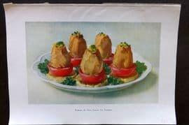 Fairclough 1951 Food Print. Pommes de Terre Farcies sur Tomates