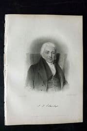 Finden & Lord Byron 1833 Portrait Print. Samuel Taylor Coleridge, Poet
