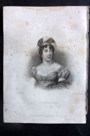 Finden & Lord Byron 1834 Antique Portrait Print. Madame de Stael