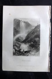 Finden & Lord Byron 1834 Antique Print. Falls of Terni, Italy