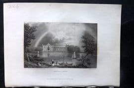 Finden & Lord Byron 1834 Antique Print. Newstead Abbey, Home of Byron