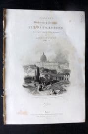 Finden & Lord Byron 1834 Antique Print. St. Peters, Rome. Italy. Illus. Title