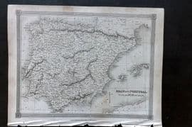 Findlay C1835 Antique Map. Spain and Portugal