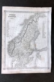 Findlay C1835 Antique Map. Sweden & Norway