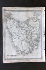 Findlay C1835 Antique Map. Van Diemens Land. Tasmania Australia