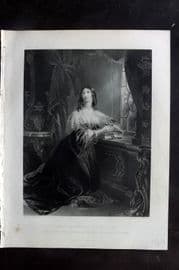 Fisher (Pub) 1844 Antique Portrait Print. Louise, Duchess of La Valliere