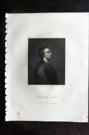 Fisher (Pub) 1844 Antique Portrait Print. Mark Akenside