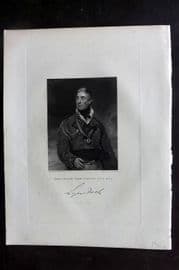 Fisher (Pub) 1844 Antique Portrait Print. Thomas Graham, Baron Lynedoch