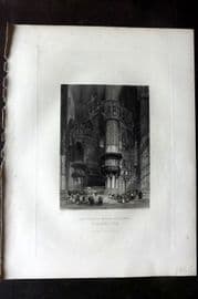 Fisher (Pub) 1844 Antique Print. Interior of Milan Cathedral, Italy