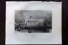 Fisher (Pub) 1844 Antique Print. New Custom House, Liverpool
