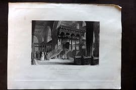 Fisher (Pub) 1844 Antique Print. Sefton Church, Lancashire