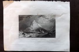 Fisher (Pub) 1844 Antique Print. St. Michaels Mount, Cornwall