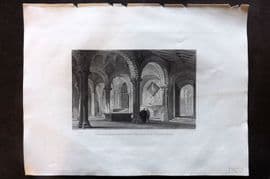 Fisher (Pub) 1844 Antique Print. The Galilee, West End, Durham Cathedral