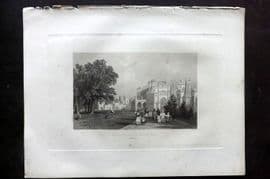Fisher (Pub) 1844 Antique Print. West Front of Eaton Hall, Cheshire