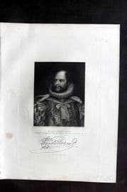 Fisher (Pub) 1844 Portrait Print. Prince Augustus Frederick, Duke of Sussex