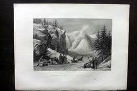 Fisher (Pub) 1844 Print. Montmorency Waterfall & Cone, near Quebec Canada