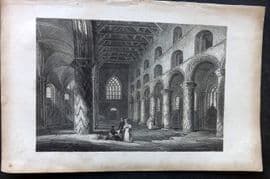Fullarton (Pub) 1857 Antique Print. Interior of Dunfermline Abbey, Scotland