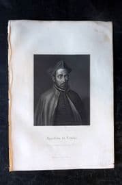 Gardner 1860 Antique Portrait Print. Ignatius de Loyola