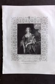 Gaspey C1860 Antique Portrait Print. Anne Carre, Countess of Bedford