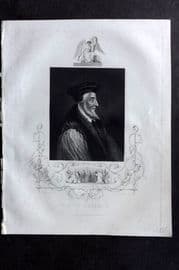 Gaspey C1860 Antique Portrait Print. Bishop Latimer