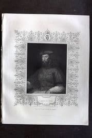 Gaspey C1860 Antique Portrait Print. Cardinal Pole