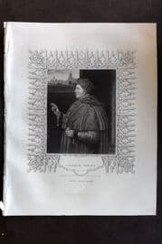 Gaspey C1860 Antique Portrait Print. Cardinal Wolsey