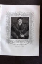 Gaspey C1860 Antique Portrait Print. Charles Brandon, Duke of Suffolk