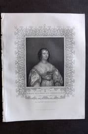 Gaspey C1860 Antique Portrait Print. Charlotte de la Tremouille, Countess of Derby