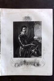 Gaspey C1860 Antique Portrait Print. Earl Strafford