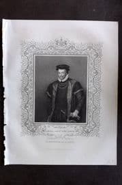 Gaspey C1860 Antique Portrait Print. Edward, First Lord North