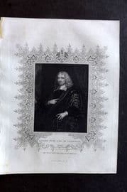 Gaspey C1860 Antique Portrait Print. Edward Hyde, Earl of Clarendon