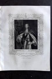 Gaspey C1860 Antique Portrait Print. Edward Montagu, Earl of Manchester