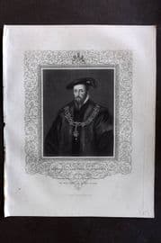 Gaspey C1860 Antique Portrait Print. Edward Seymour, Duke of Somerset