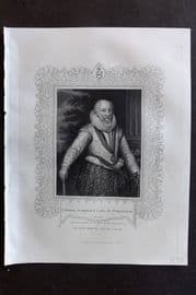 Gaspey C1860 Antique Portrait Print. Edward Somerset, Earl of Worcester