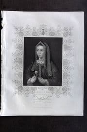 Gaspey C1860 Antique Portrait Print. Elizabeth of York, Queen of Henry VII