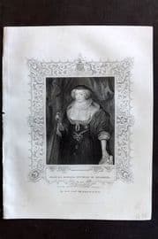 Gaspey C1860 Antique Portrait Print. Frances Howard, Duchess of Richmond