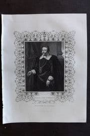 Gaspey C1860 Antique Portrait Print. Francis Lord Cottington