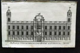 Gentleman's Mag. 1752 Print. Front of Northumberland House, Charing Cross London