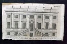Gentleman's Mag. 1752 Print. Surgeons Hall in the Old Bailey, London