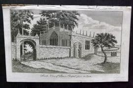 Gentleman's Mag. 1790 Print. South View of Steam Chapel from the Park