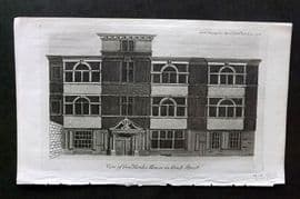 Gentleman's Mag. 1790 Print. View of Gen. Monks House, Grub Street London