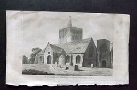 Gentleman's Mag. 1826 Print. St. Clement's Church, Sandwich, Kent