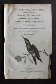 George Shaw 1809 Bird Print. Zoological Lectures Illus Title Page, Hummingbird