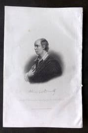 Goldsmith 1855 Antique Print. Portrait of Oliver Goldsmith