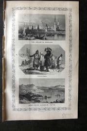 Goldsmith C1840 Print. Kremlin Moscow, Russians, Hong Kong Harbour, China