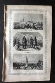 Goldsmith C1840 Print. Stockholm - Sweden, Laplanders, Berlin, Germany